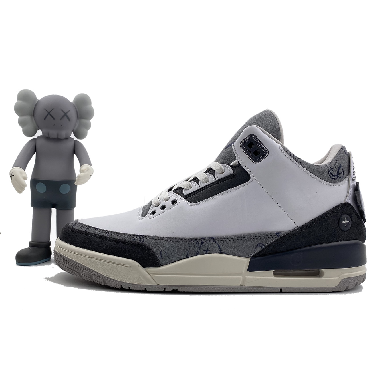 Kaws Air Jordan 3 Fresh Water White Light Grey New Release For Sale (1) - www.newkick.org