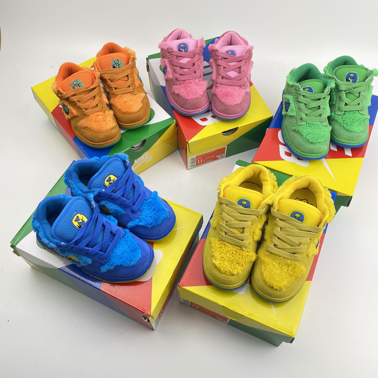 Kids Childrens Grateful Dead Bears Nike Sb Dunk Low Yellow Pink Orange Blue Green Release For Sale (2) - www.newkick.org