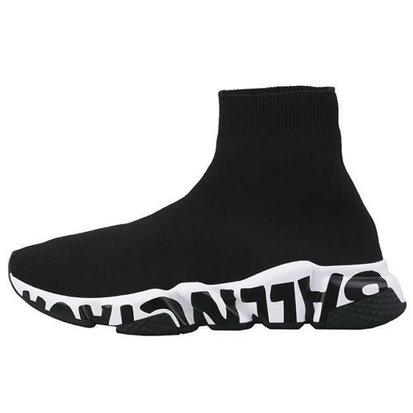 Balenciaga Shoes Like Socks High Top Speed Runners Black White 605972w05ge1015 (1) - www.newkick.org