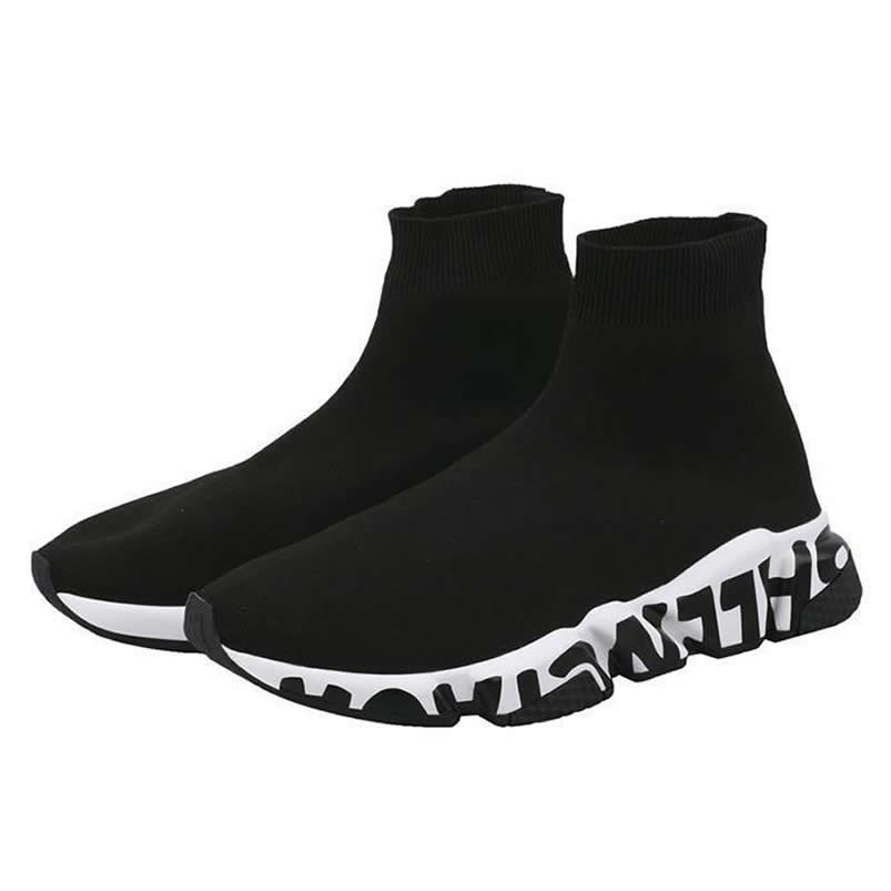 Balenciaga Shoes Like Socks High Top Speed Runners Black White 605972w05ge1015 (4) - www.newkick.org