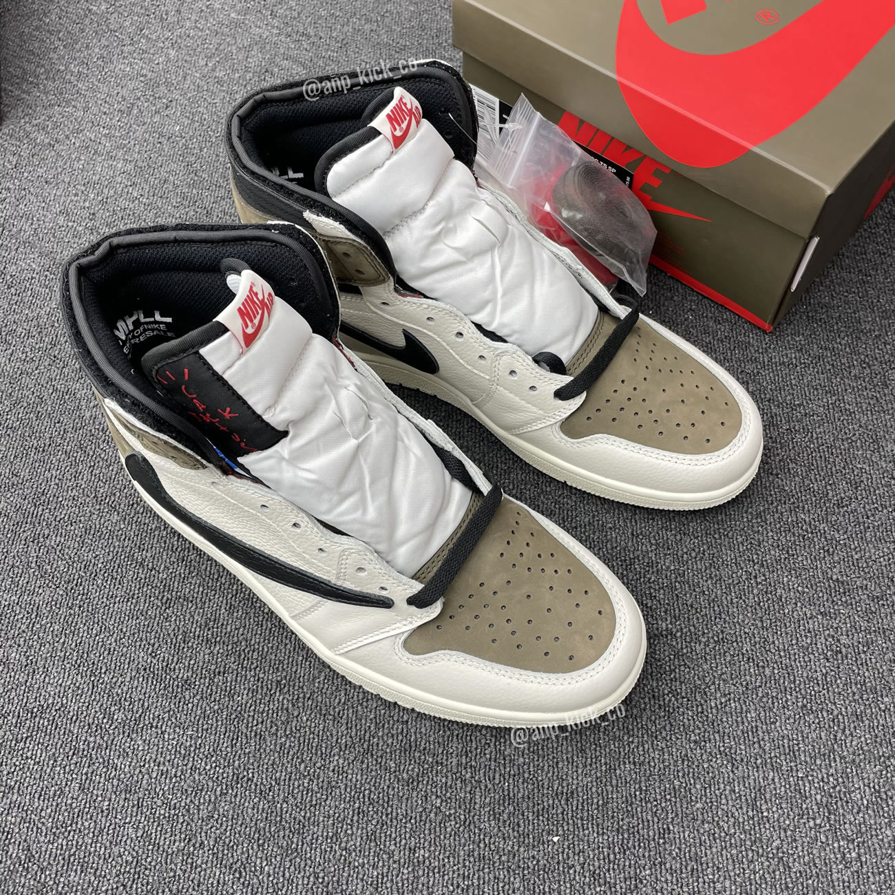 Travis Scott Air Jordan 1 High Og Sp White Brown Black Fragment Anpkick Custom Making (7) - www.newkick.org