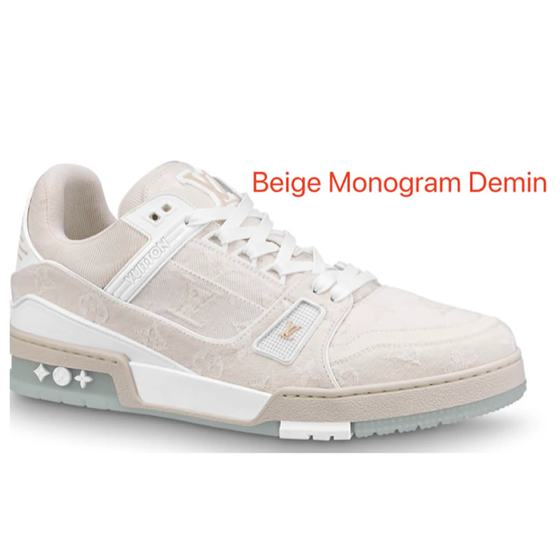New L V Trainer Sneaker Shoes Beige Monogram Demin (1) - www.newkick.org New L V Trainer Sneaker Shoes Beige Monogram Demin (1) - www.newkick.org