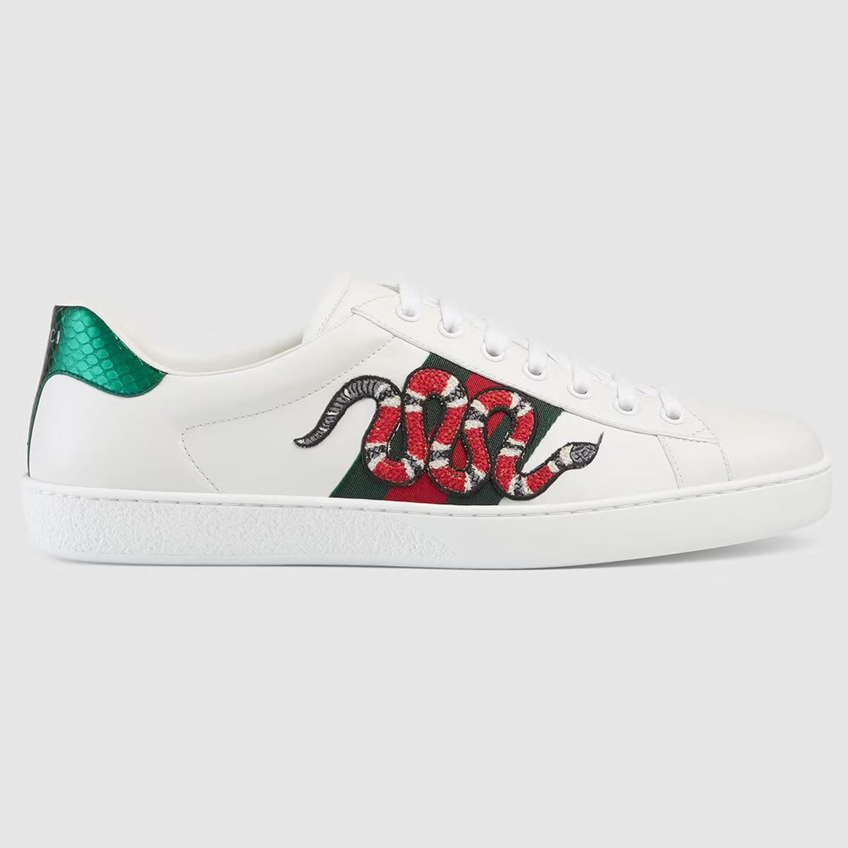 G U C C I Gg White Embroidered Ace Sneaker For Mens Womens (1) - www.newkick.org