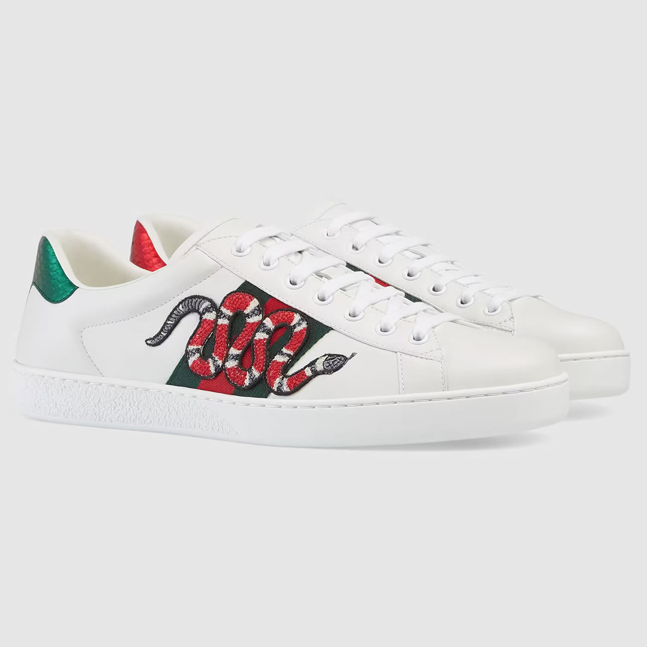 G U C C I Gg White Embroidered Ace Sneaker For Mens Womens (2) - www.newkick.org