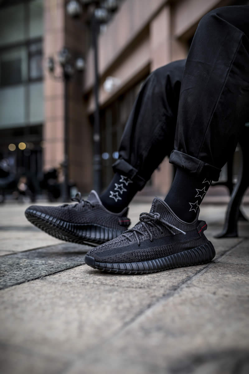 Adidas Yeezy Boost 350 V2 Black None Refective On Feet Fu9013 (6) - www.newkick.org