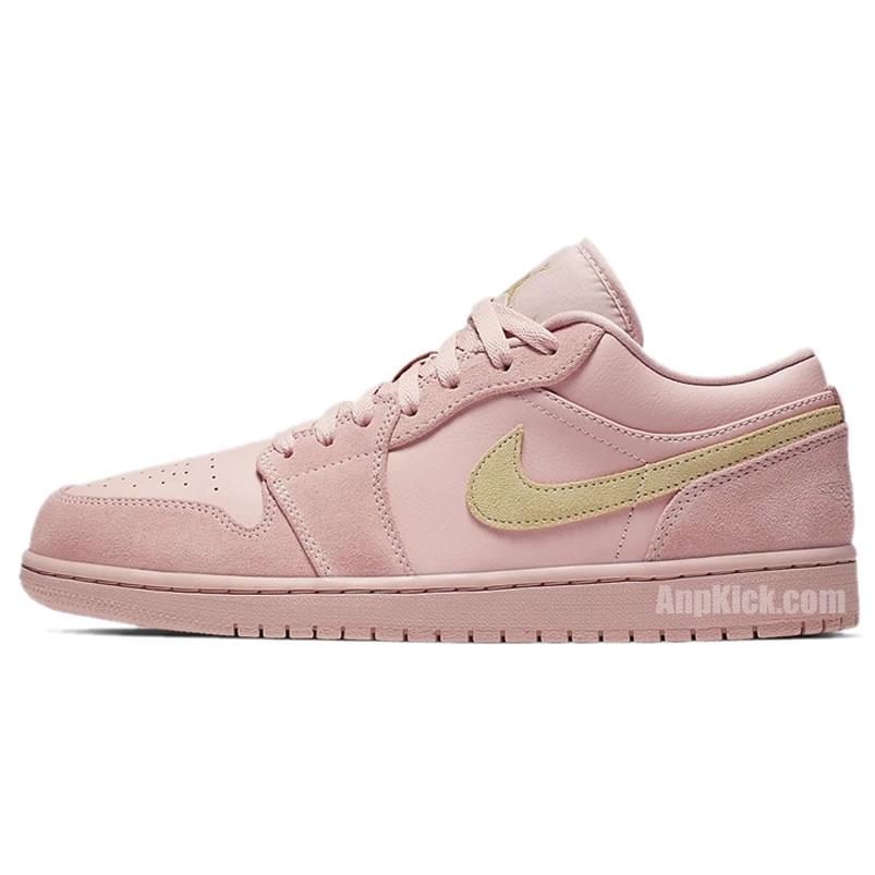 Air Jordan 1 Lows Coral And Club Gold Suede Cj9216 676 (1) - www.newkick.org