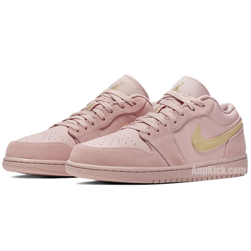 Air Jordan 1 Lows Coral And Club Gold Suede Cj9216 676 (3) - www.newkick.org