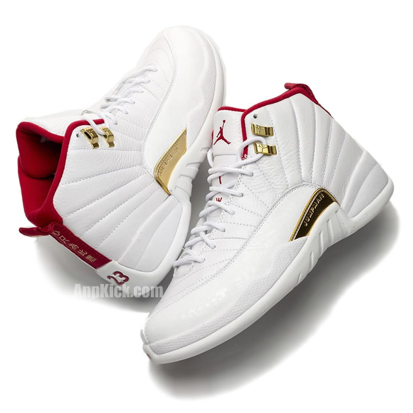 Air Jordan 12 Fiba 2019 White University Red Gold 130690 107 (3) - www.newkick.org