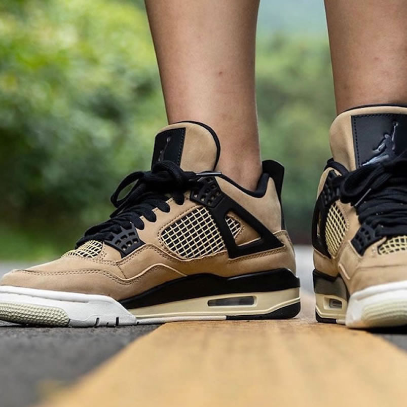 Air Jordan 4 Wmns Mushroom On Feet Womens Mens Aj4 Shoes Release Date Aq9129 200 (3) - www.newkick.org