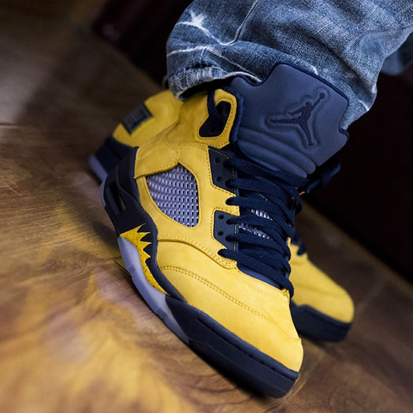 Air Jordan 5 Sp Yellow Michigan 2019 Inspire On Feet Cq9541 704 (1) - www.newkick.org
