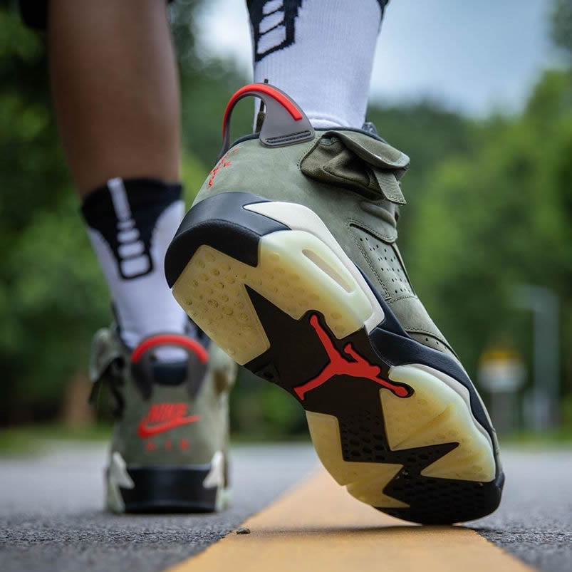 Travis Scott Air Jordan 6 Medium Olive Cactus Jack On Feet For Sale Cn1084 200 (3) - www.newkick.org
