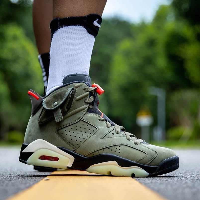 Travis Scott Air Jordan 6 Medium Olive Cactus Jack On Feet For Sale Cn1084 200 (4) - www.newkick.org