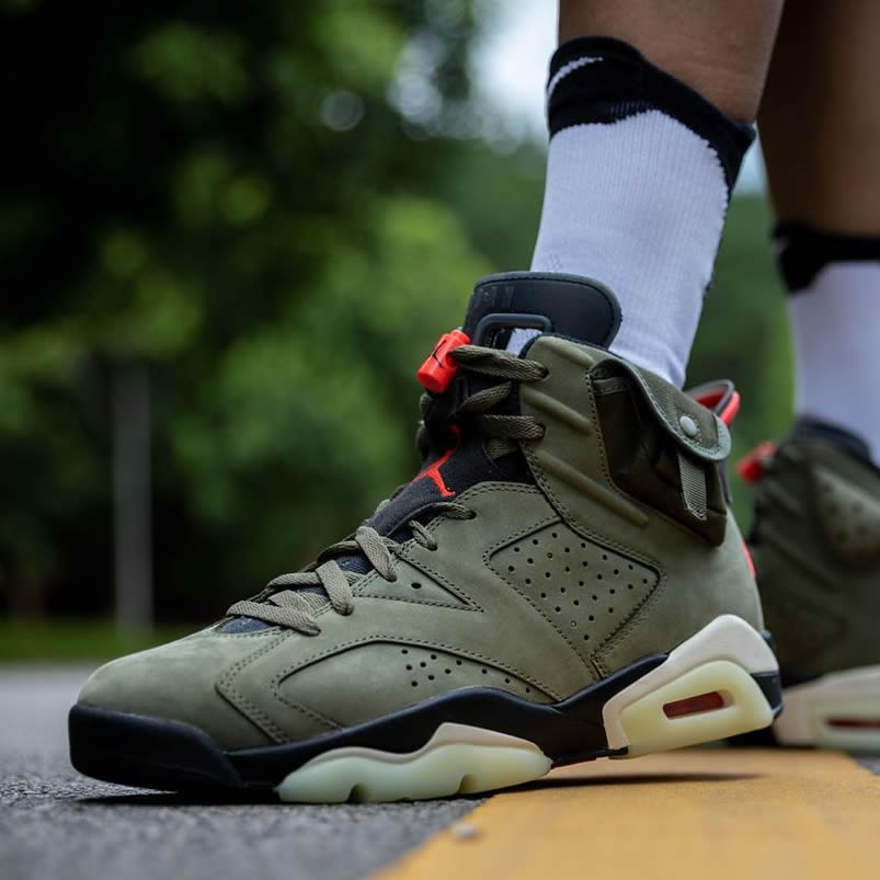 Travis Scott Air Jordan 6 Medium Olive Cactus Jack On Feet For Sale Cn1084 200 (5) - www.newkick.org