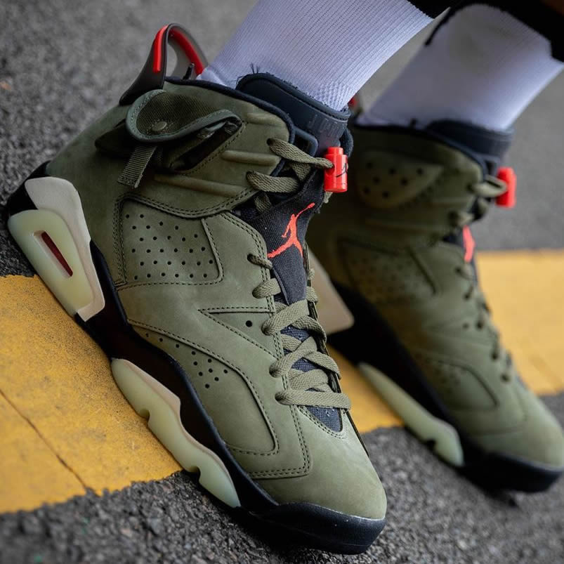 Travis Scott Air Jordan 6 Medium Olive Cactus Jack On Feet For Sale Cn1084 200 (6) - www.newkick.org