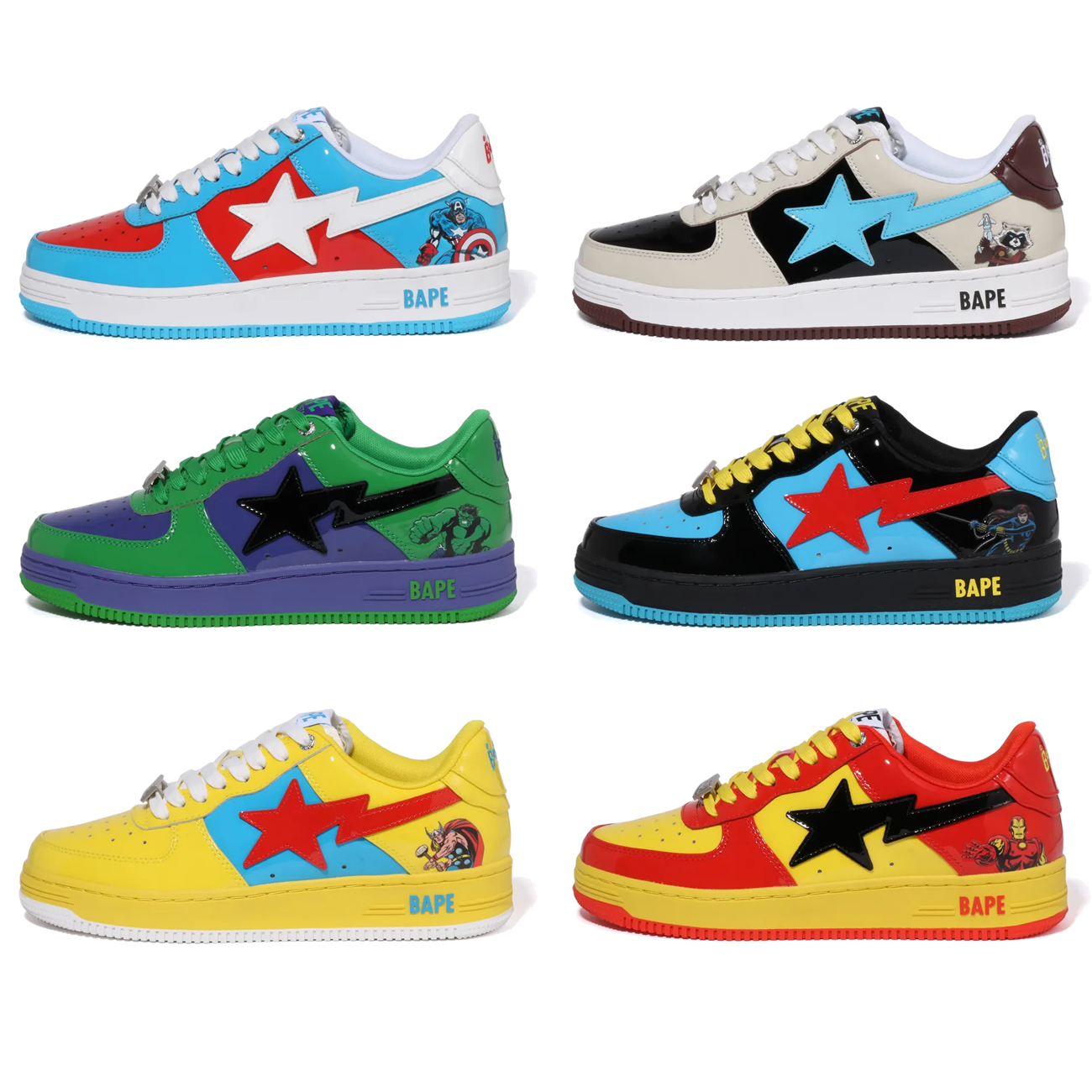 A Bathing Ape Bape Sta Marvel Comics Rocket Raccoon Thor Hulk Captain America Black Widow Iron Man 2022 (1) - www.newkick.org A Bathing Ape Bape Sta Marvel Comics Rocket Raccoon Thor Hulk Captain America Black Widow Iron Man 2022 (1) - www.newkick.org