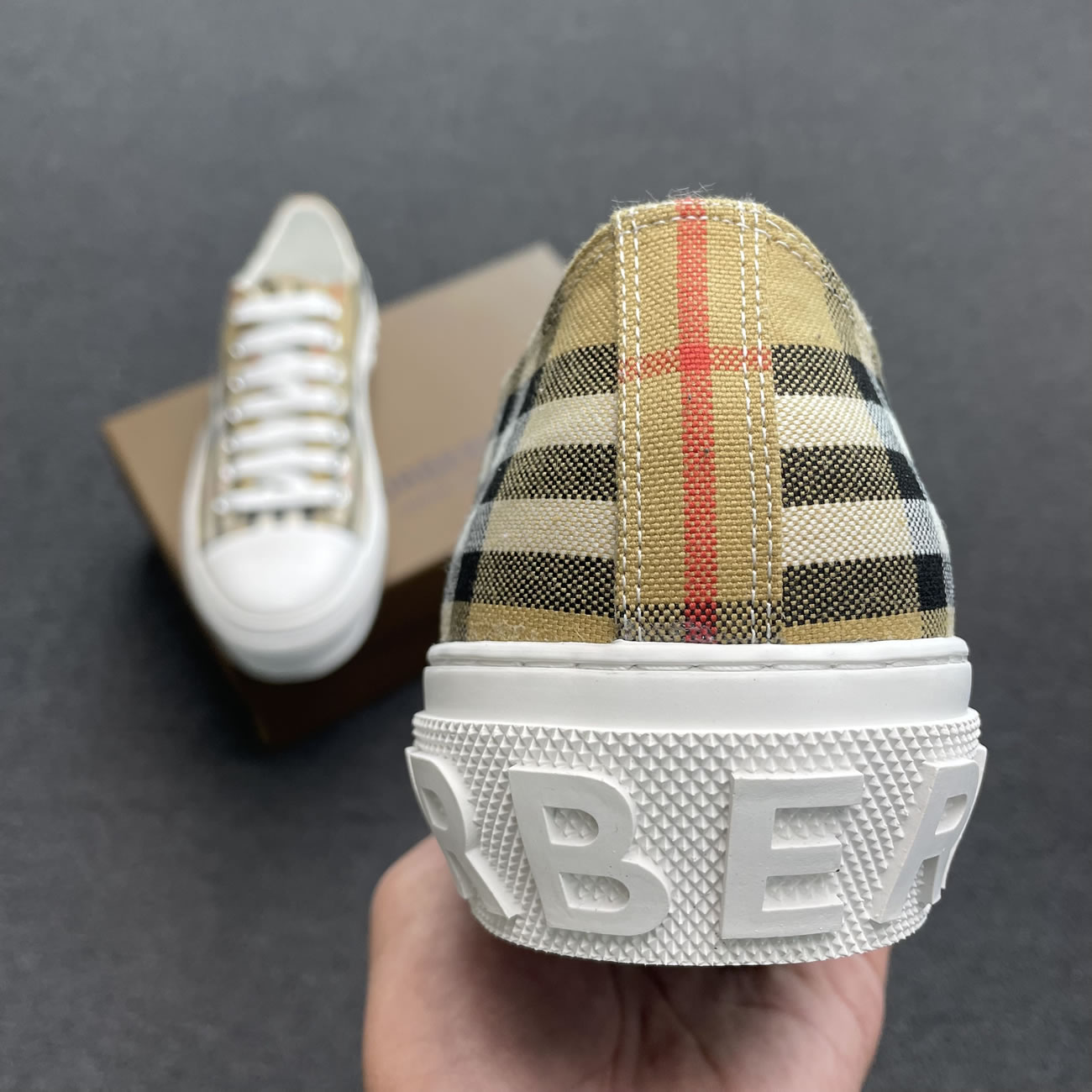Burberry Vintage Check Cotton Sneakers Archive Beige White W 80505061 (5) - www.newkick.org