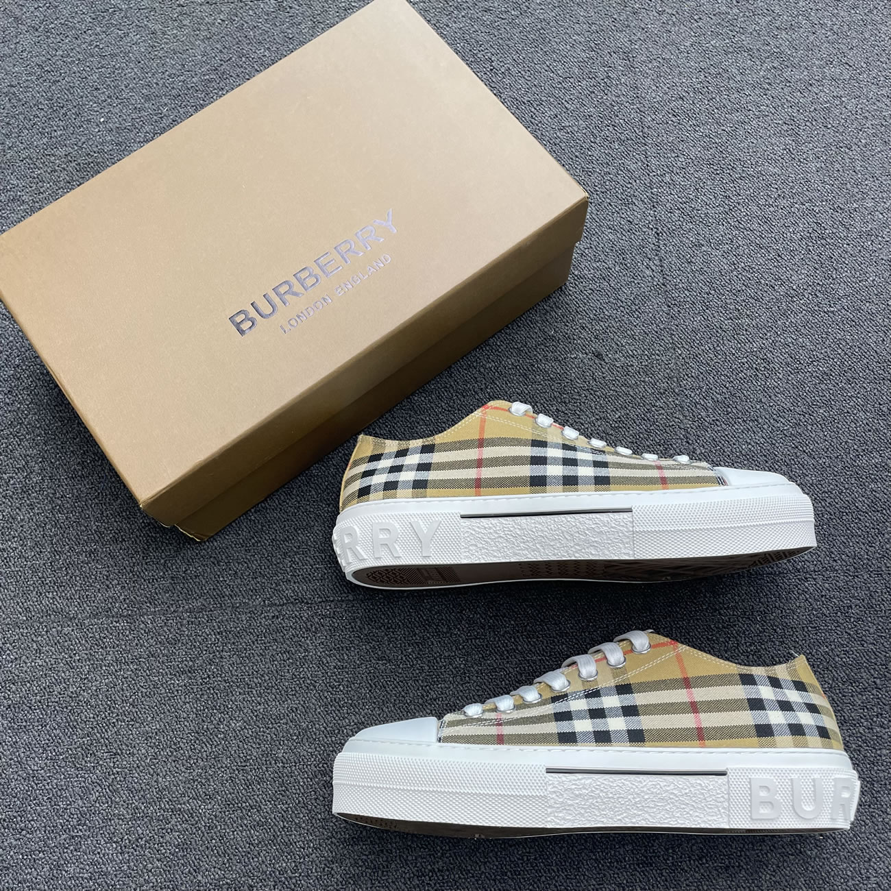 Burberry Vintage Check Cotton Sneakers Archive Beige White W 80505061 (7) - www.newkick.org