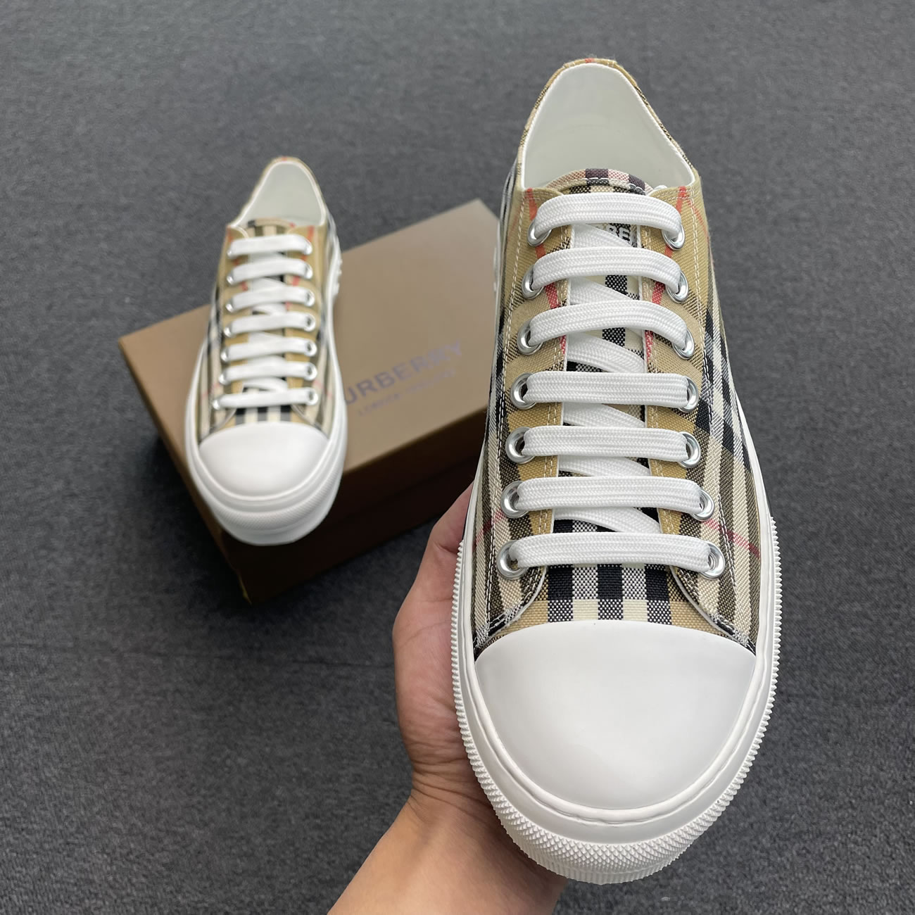 Burberry Vintage Check Cotton Sneakers Archive Beige White W 80505061 (8) - www.newkick.org