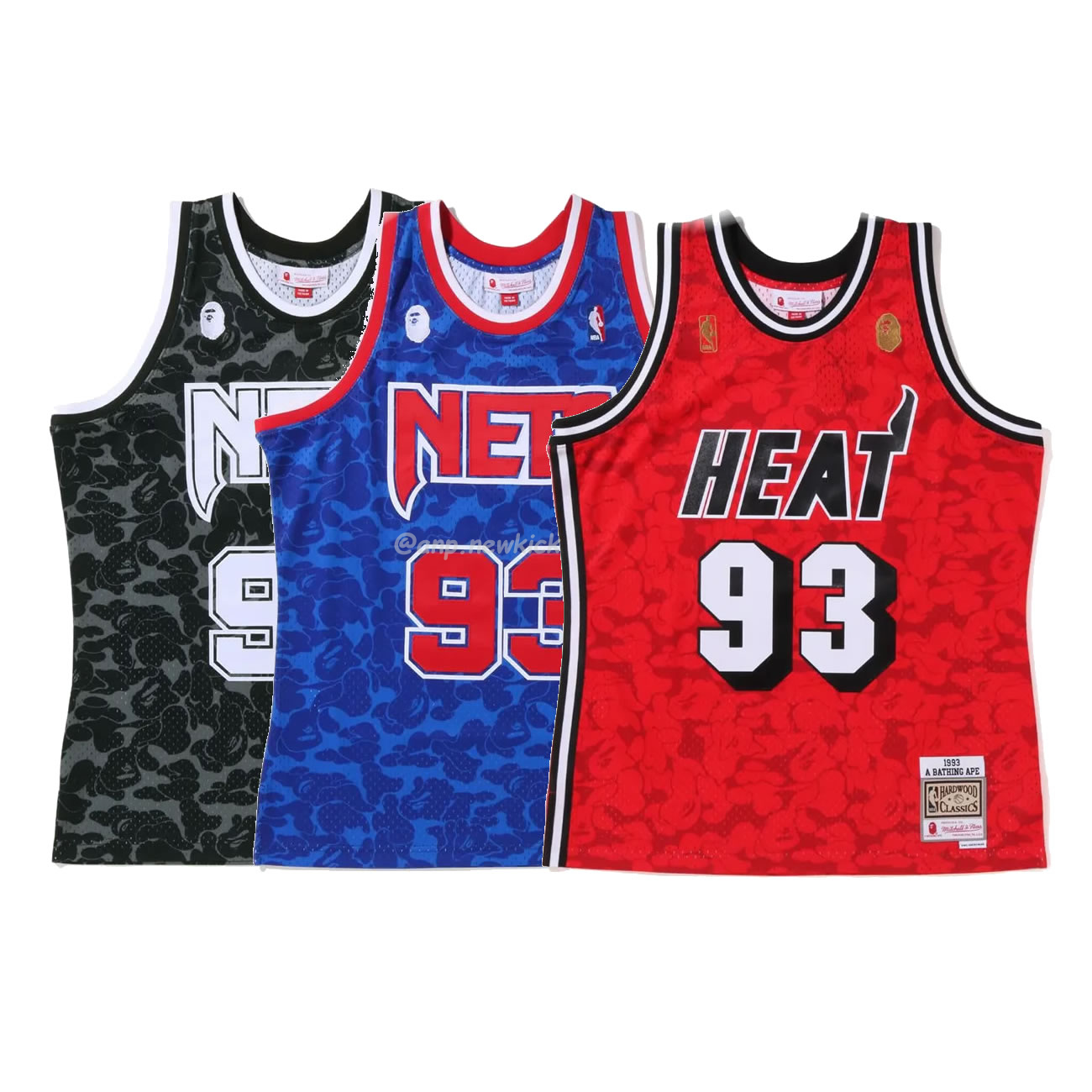 A Bathing Ape X Mitchell Ness New Jersey Nets Jersey Black Red Blue (1) - www.newkick.org