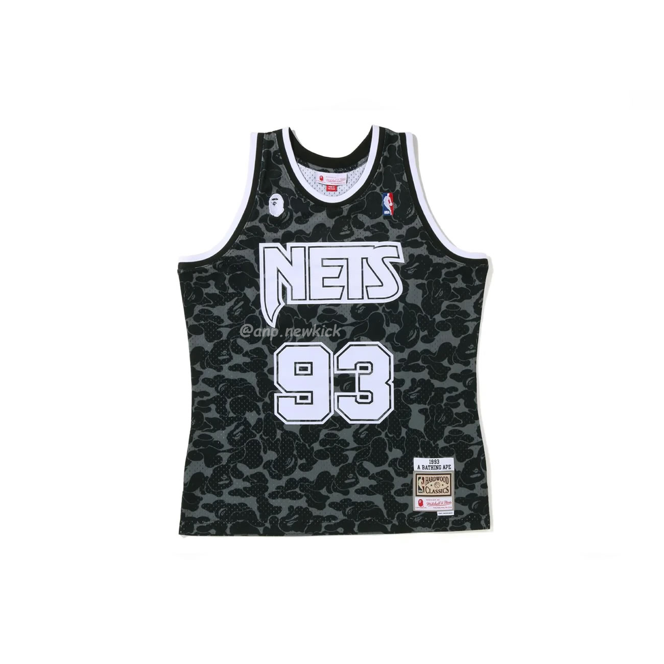 A Bathing Ape X Mitchell Ness New Jersey Nets Jersey Black Red Blue (3) - www.newkick.org