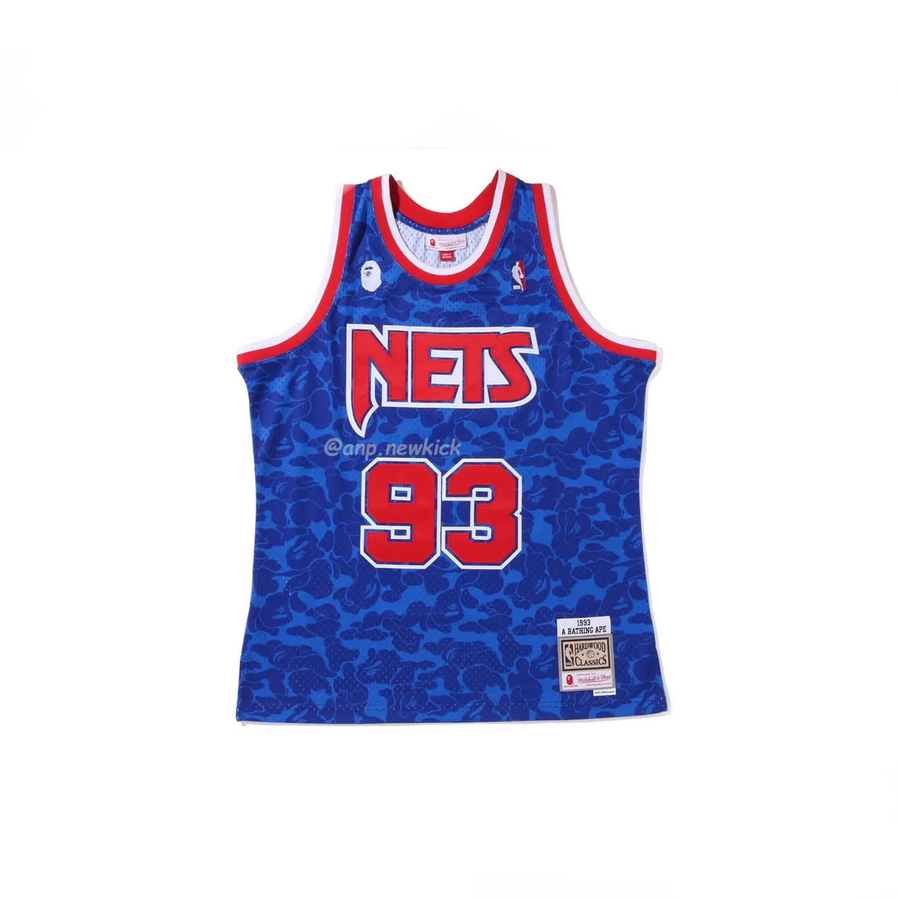 A Bathing Ape X Mitchell Ness New Jersey Nets Jersey Black Red Blue (6) - www.newkick.org