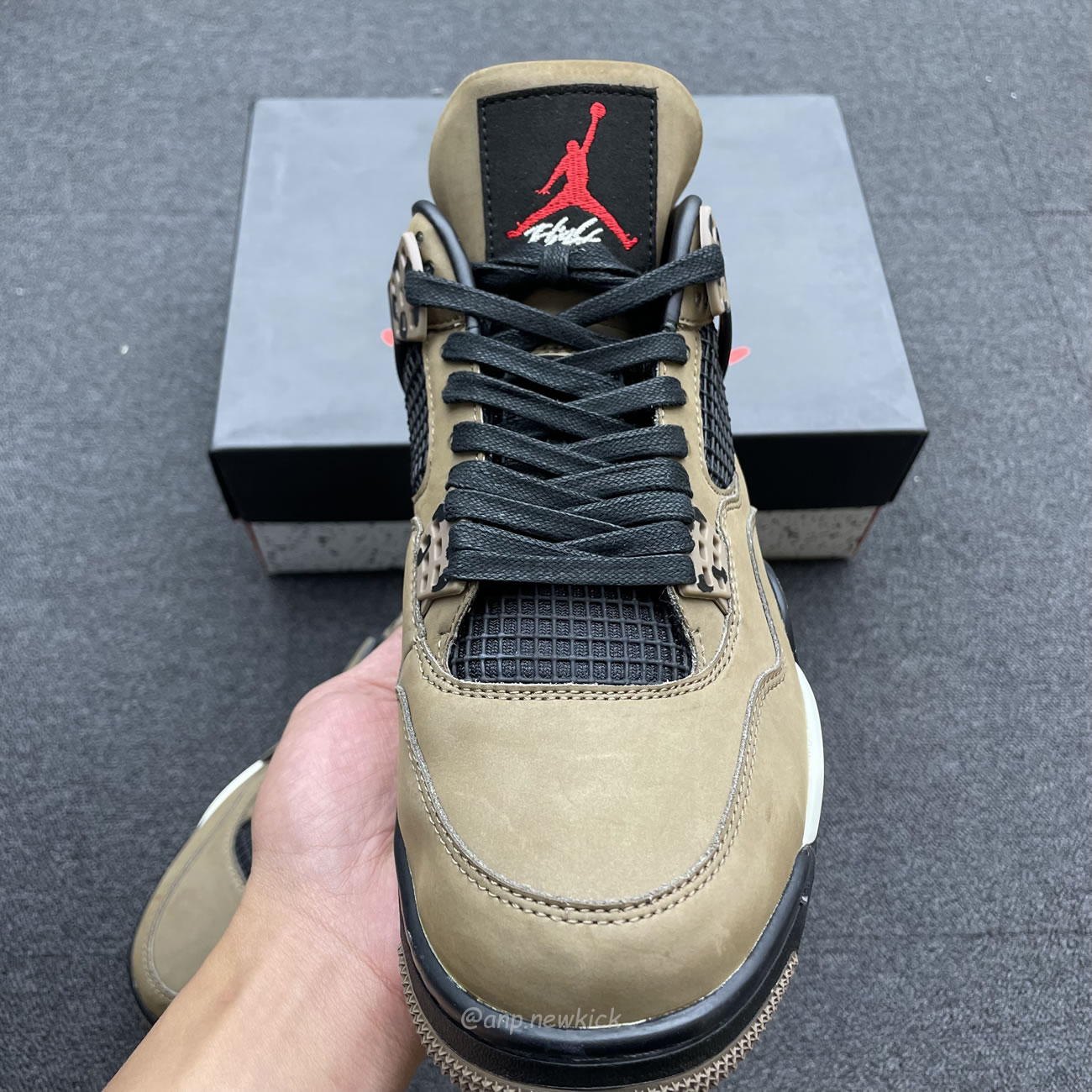 Air Jordan 4 X Travis Scott Olive Grey Black Aj4 882335 (8) - www.newkick.org