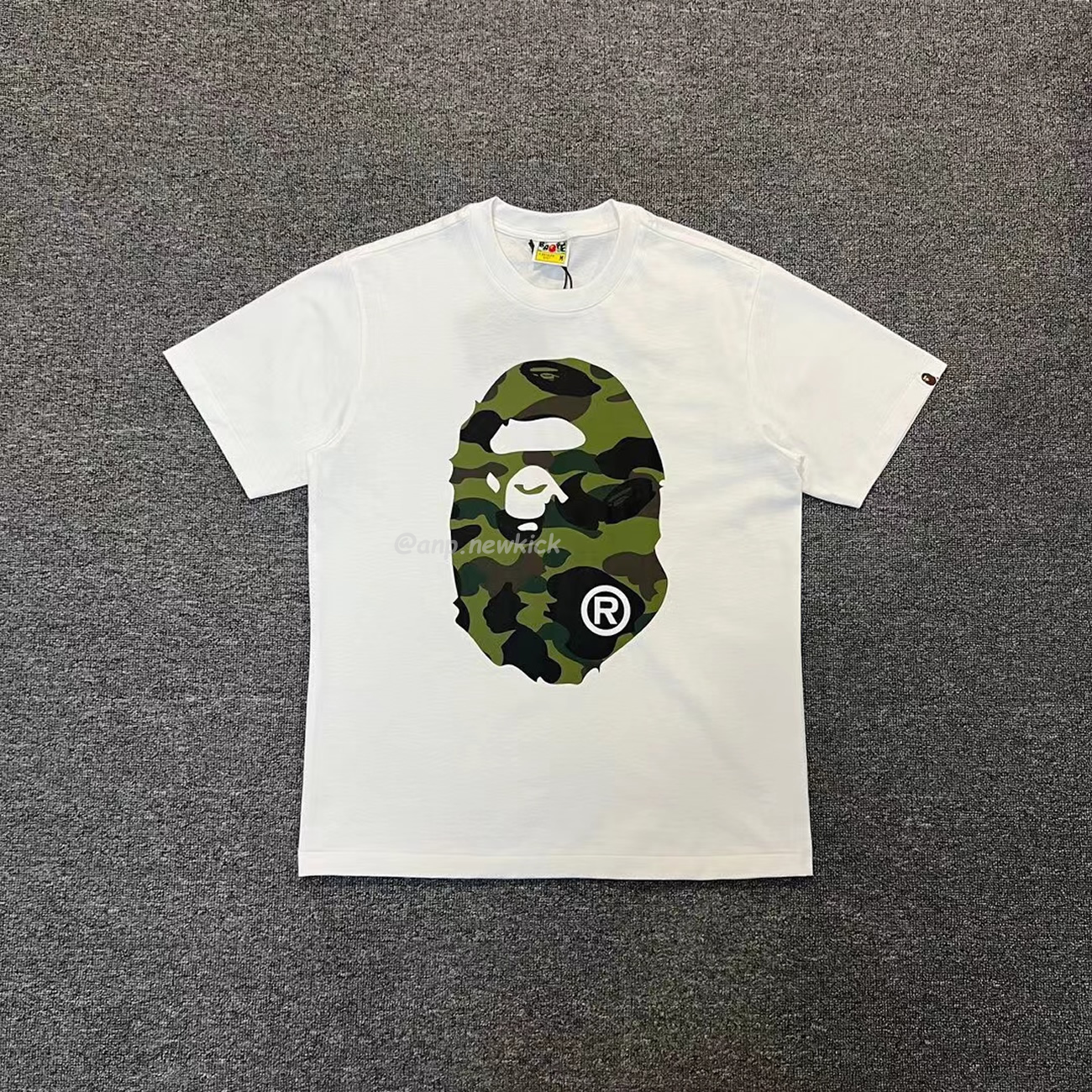 Bape Color Camo Big Ape Head Tee White Black White Green (14) - www.newkick.org