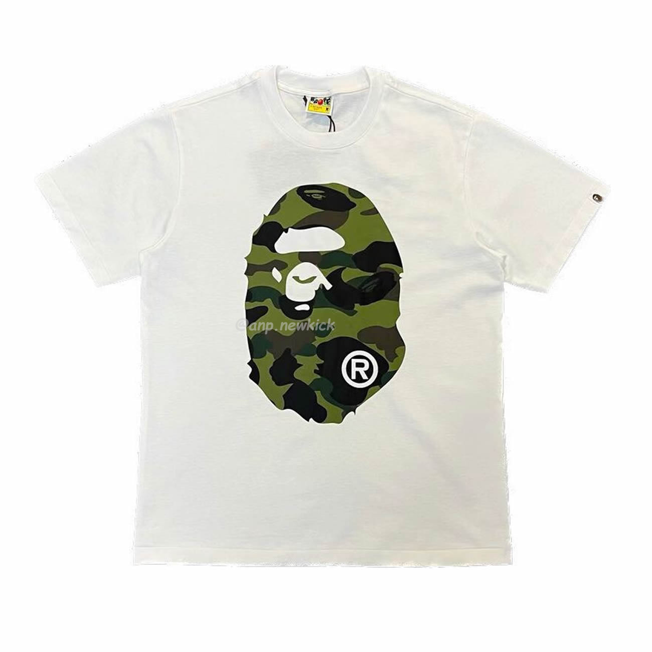 Bape Color Camo Big Ape Head Tee White Black White Green (20) - www.newkick.org