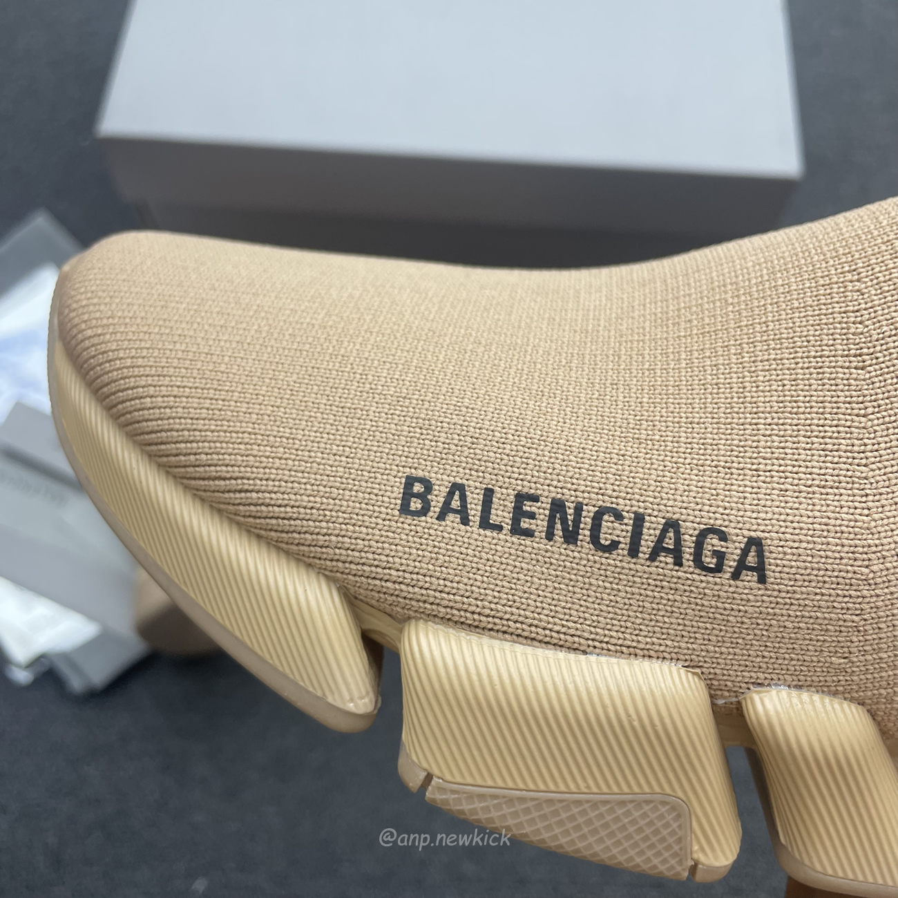 Balenciaga Speed 2.0 Beige Knit Sole Sock Sneakers (5) - www.newkick.org
