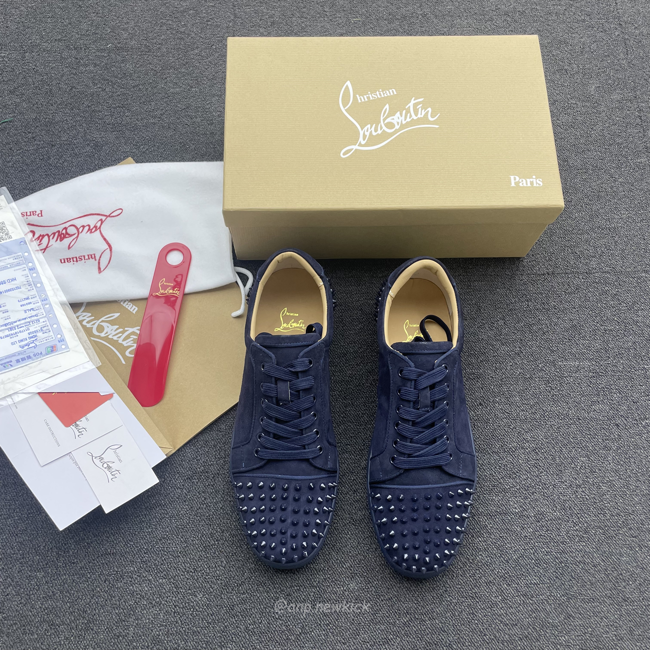 Christian Louboutin Rivet Shoe Blue Suede Calf (3) - www.newkick.org
