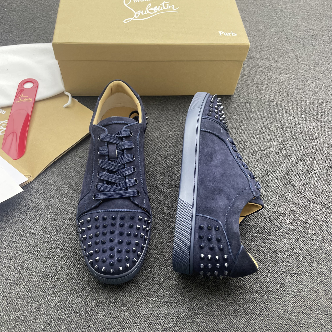 Christian Louboutin Rivet Shoe Blue Suede Calf (4) - www.newkick.org