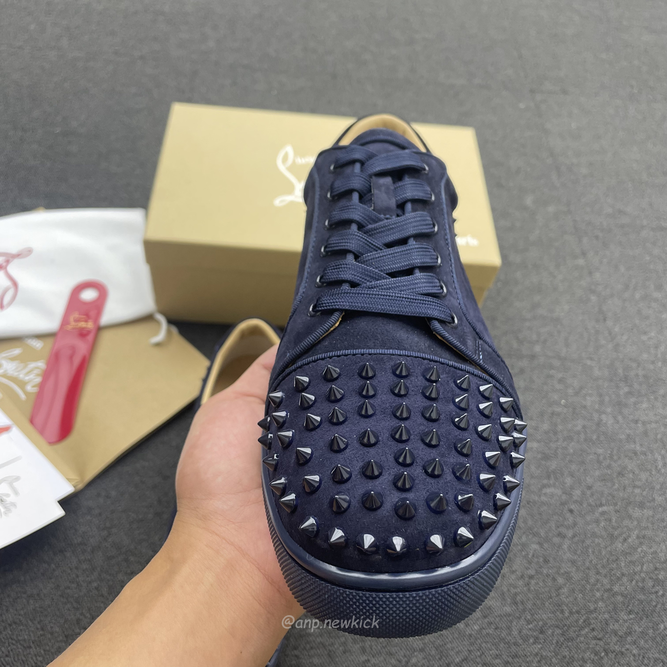 Christian Louboutin Rivet Shoe Blue Suede Calf (5) - www.newkick.org