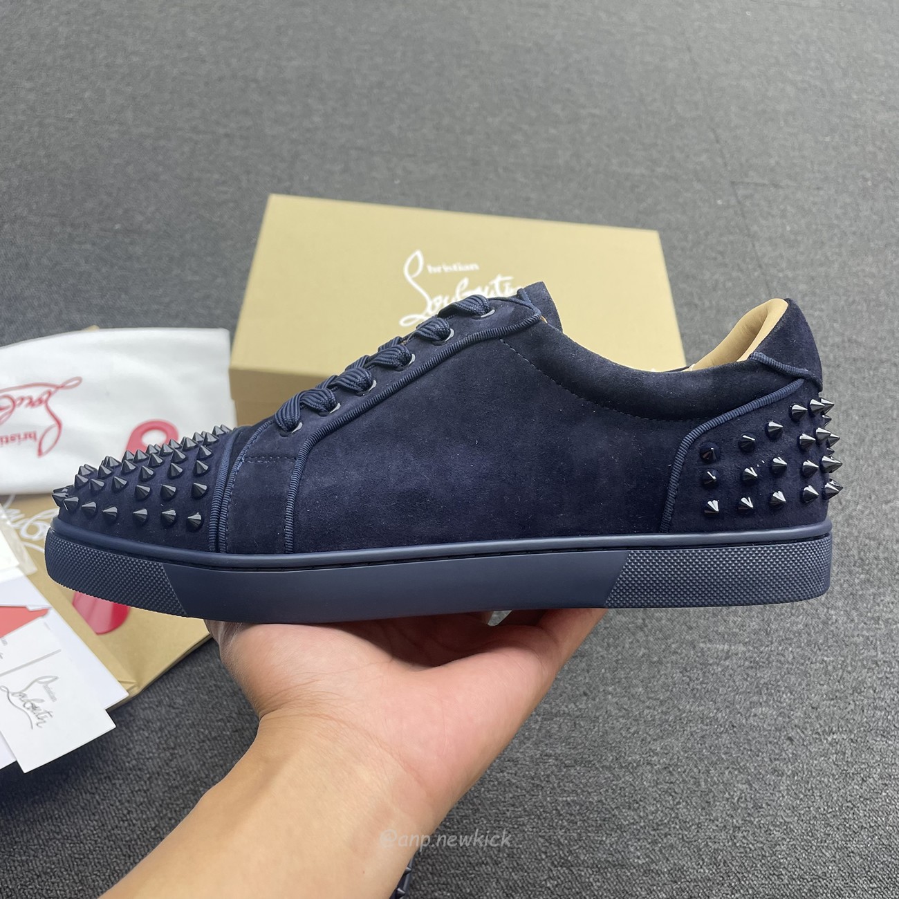 Christian Louboutin Rivet Shoe Blue Suede Calf (6) - www.newkick.org