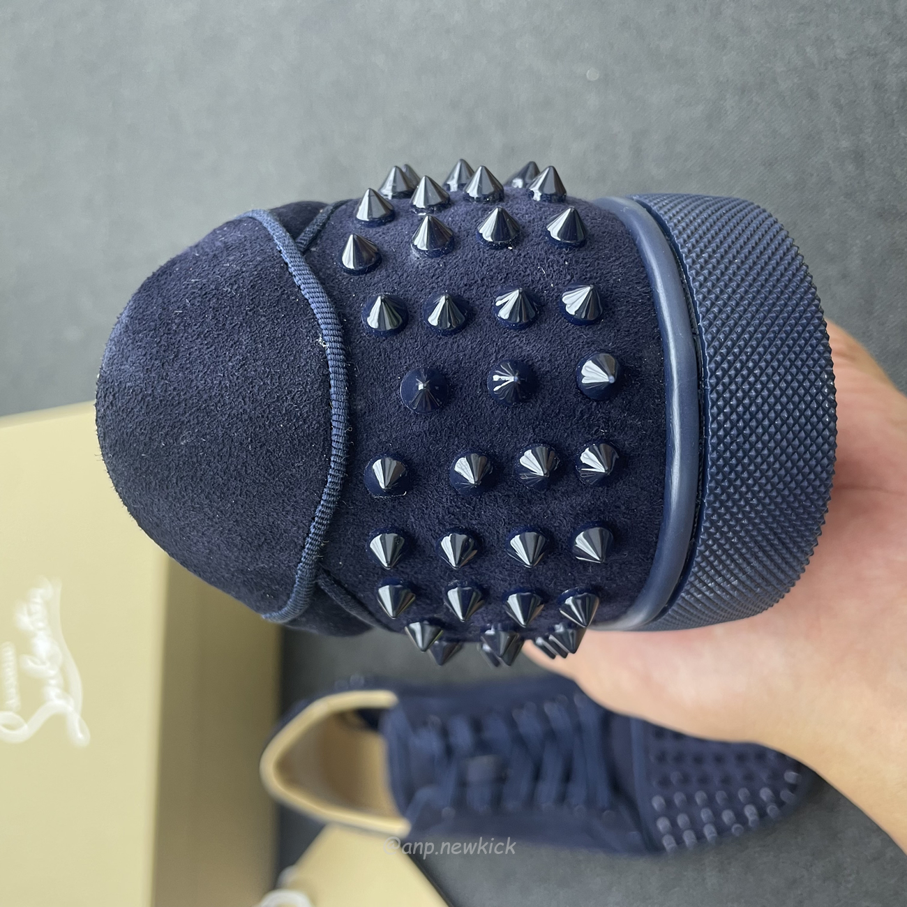 Christian Louboutin Rivet Shoe Blue Suede Calf (8) - www.newkick.org