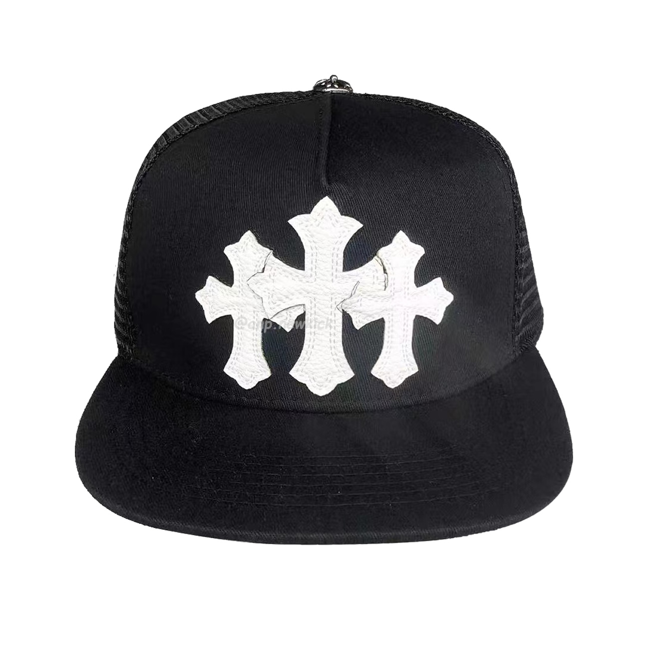Chrome Hearts Tri Cross Black White Red Trucker Hat (10) - www.newkick.org