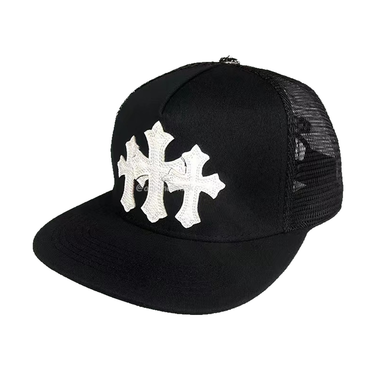 Chrome Hearts Tri Cross Black White Red Trucker Hat (2) - www.newkick.org