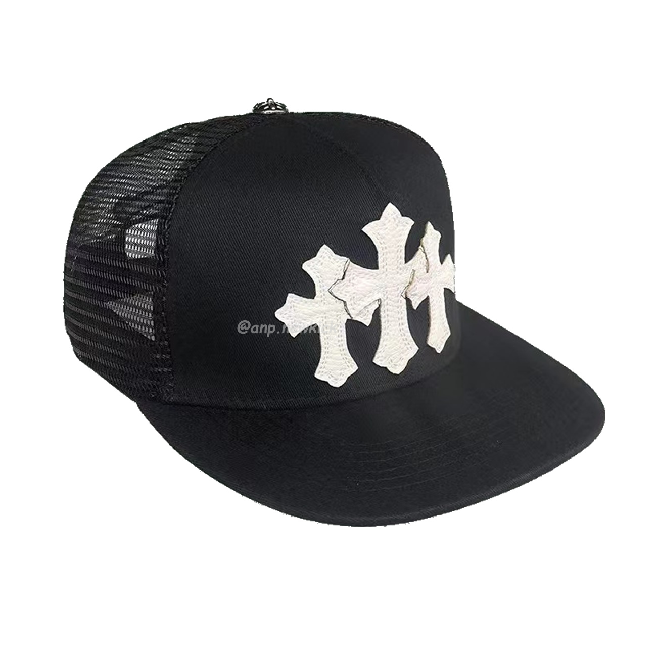 Chrome Hearts Tri Cross Black White Red Trucker Hat (7) - www.newkick.org