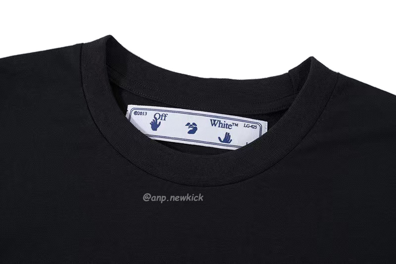 Off White White Black Blue Arrow Print Slim T Shirt (8) - www.newkick.org