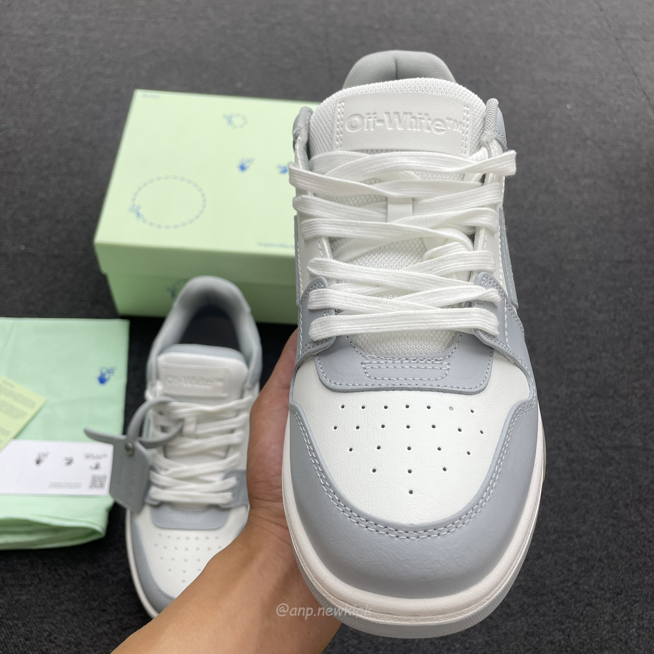 Off White Out Of Office Calf Leather White Grey Omia189c99 Lea007 0109 (5) - www.newkick.org