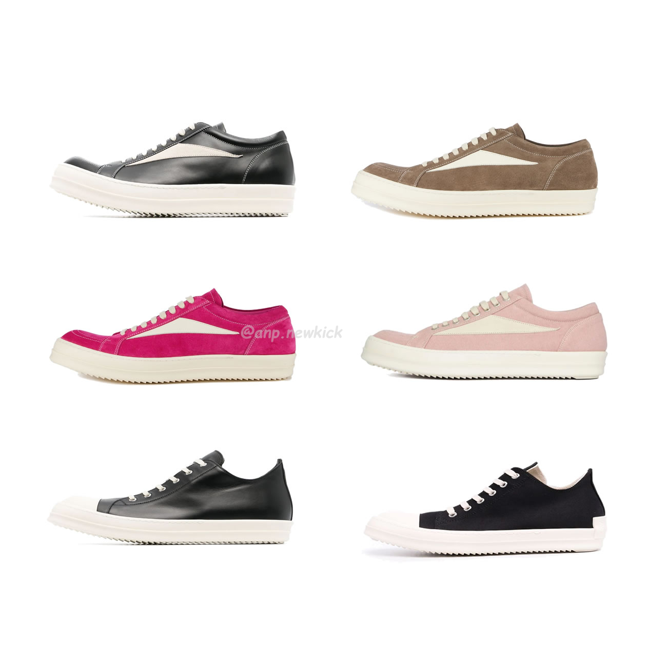 Rick Owens Leather Low Top Vintage Sneakers Suede Canvas Black Taupe Grey Faded Pnk Pearl Milk Dark Dust (1) - www.newkick.org