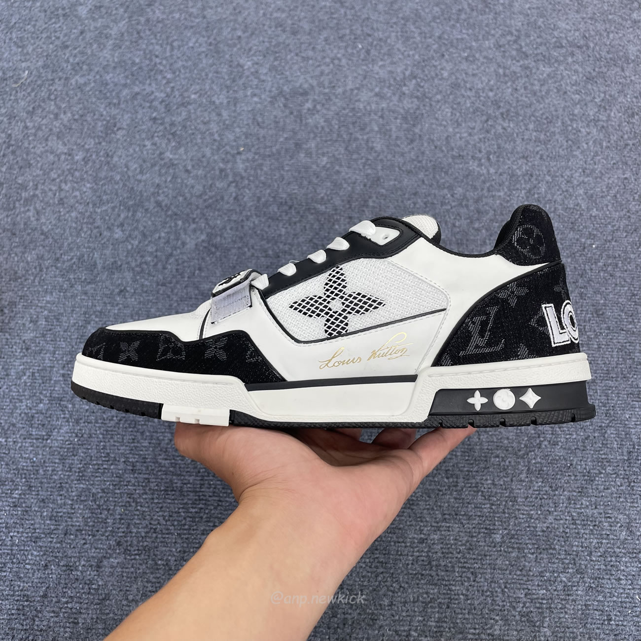 Louis Vuitton Lv Trainer Velcro Strap Monogram Denim Black White 1a9zau (4) - www.newkick.org