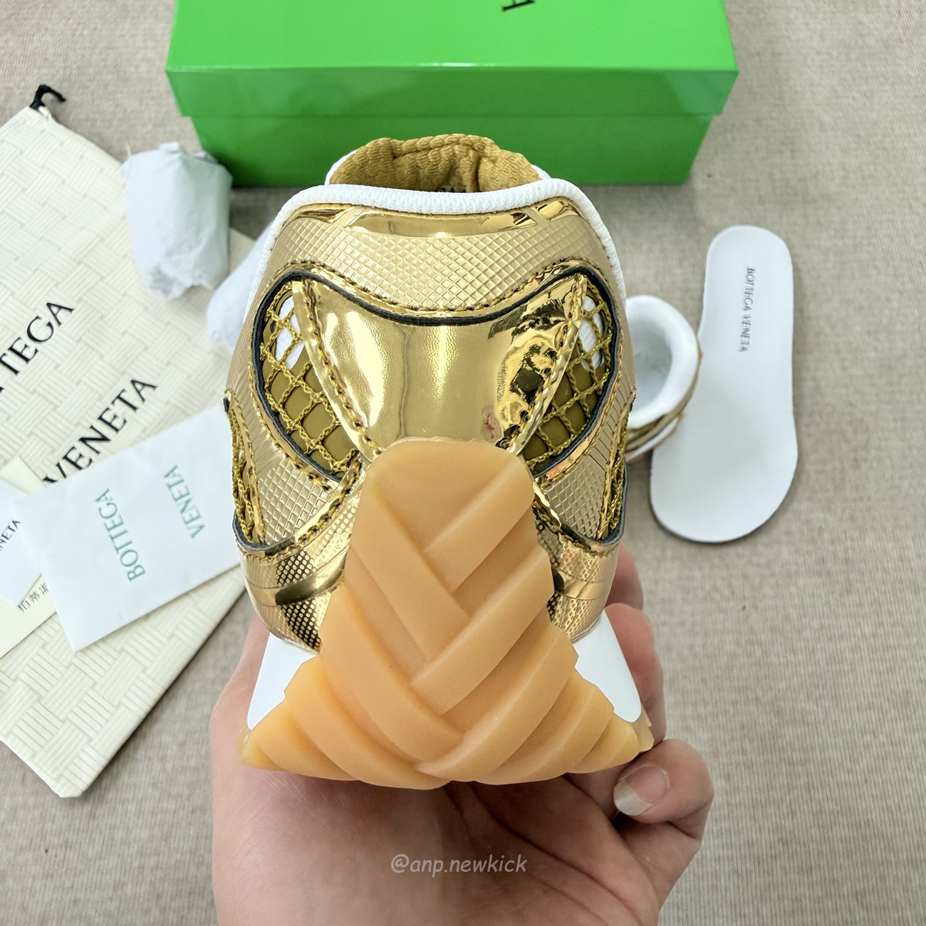 Bottega Veneta Orbit Sneaker Gold 741357 V2x40 7043 (2) - www.newkick.org