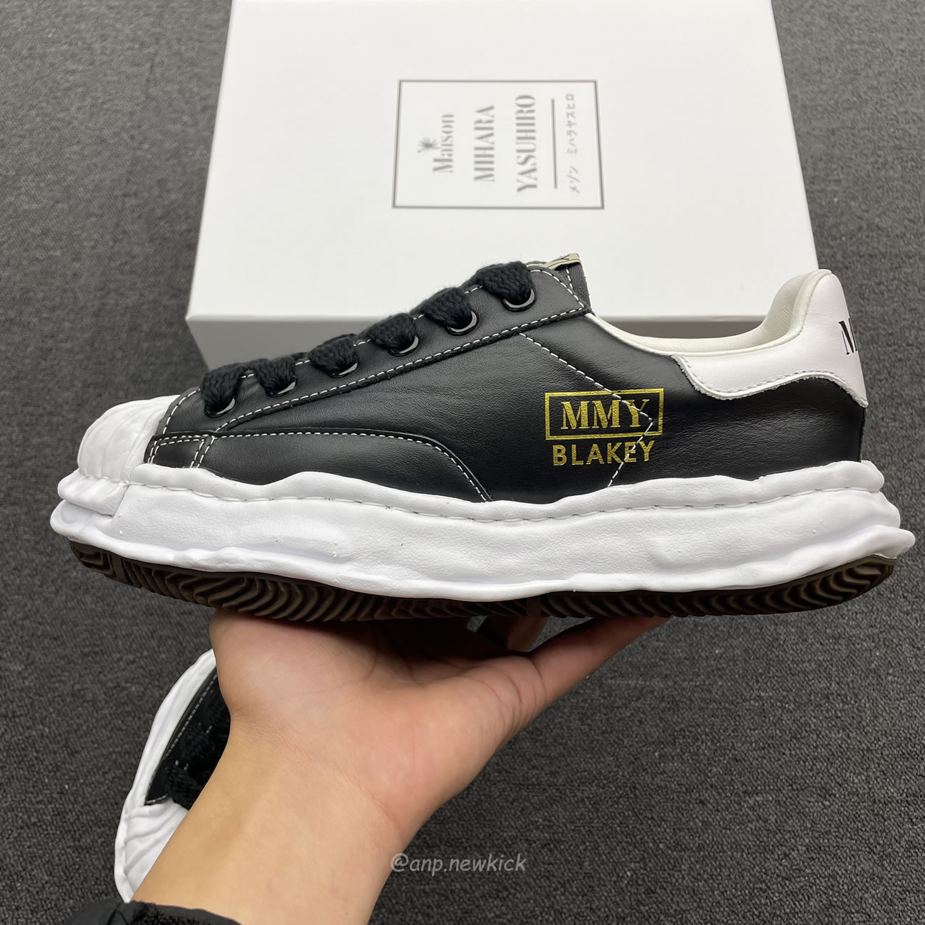 Maison Mihara Yasuhiro Blakey Og Sole Leather Low Black A06fw702 (5) - www.newkick.org
