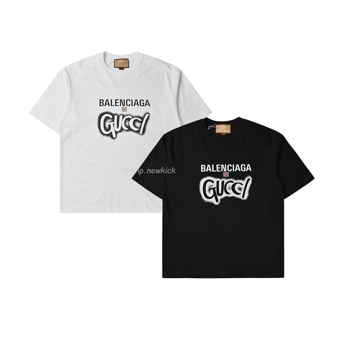Balenciaga X Gucci Co Branded Double B Letter Printed Logo Printed Short Sleeved T Shirt (1) - www.newkick.org