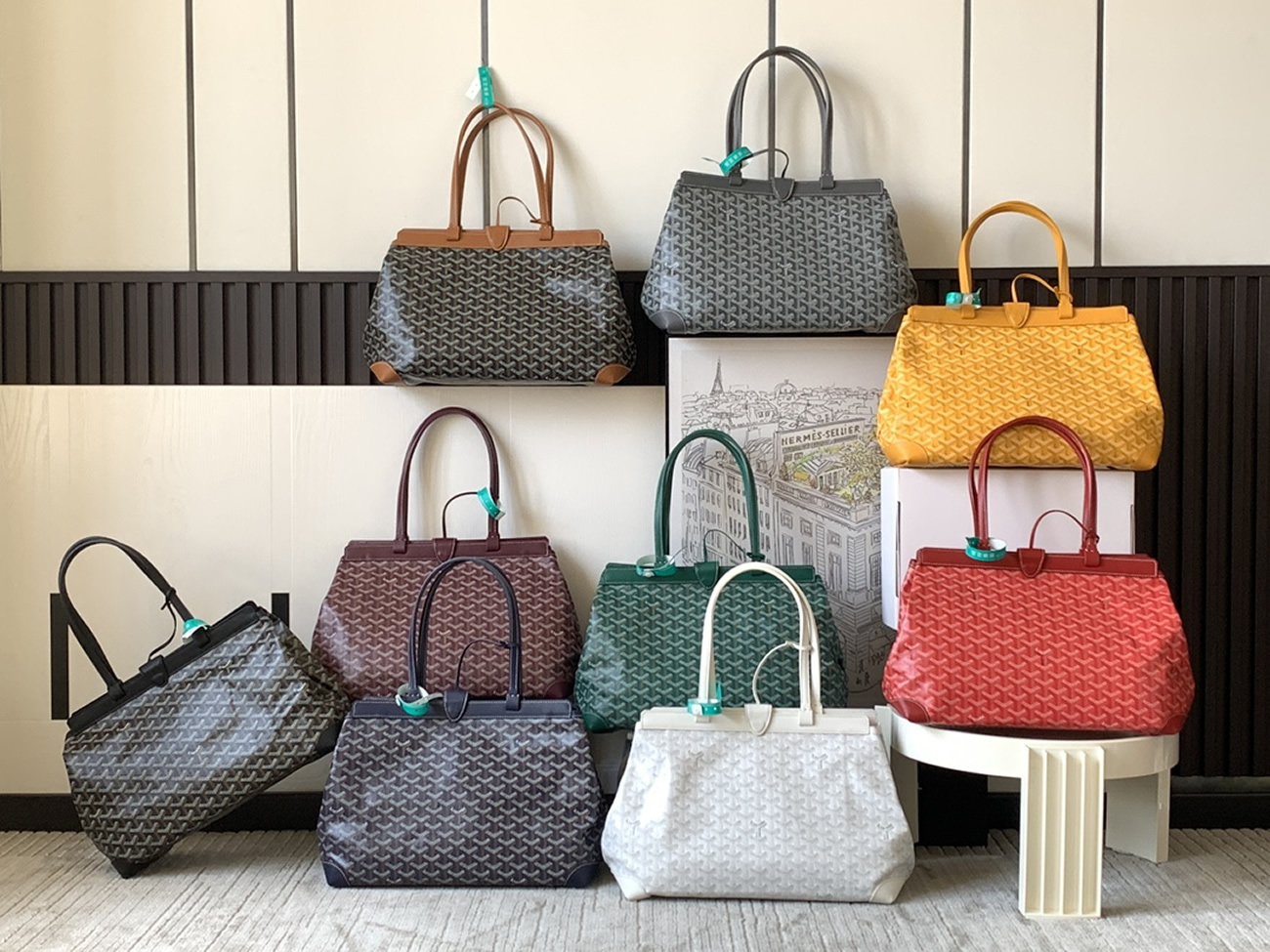 Goyard Bellechasse Biaude Tote Bag Blacknatural Black Grey Navy White Green Yellow Red Burgundy (36) - www.newkick.org