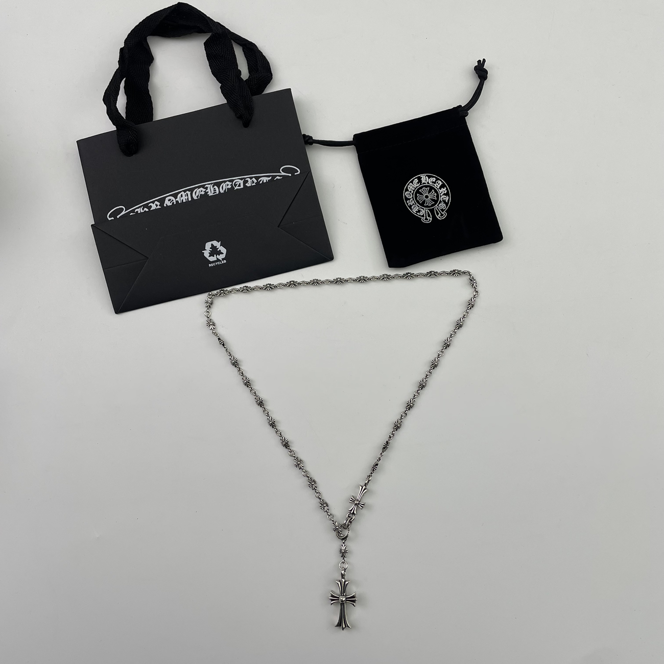 Chrome Hearts Pearl Silver Cross Flower Letter Ball Bracelet (6) - www.newkick.org