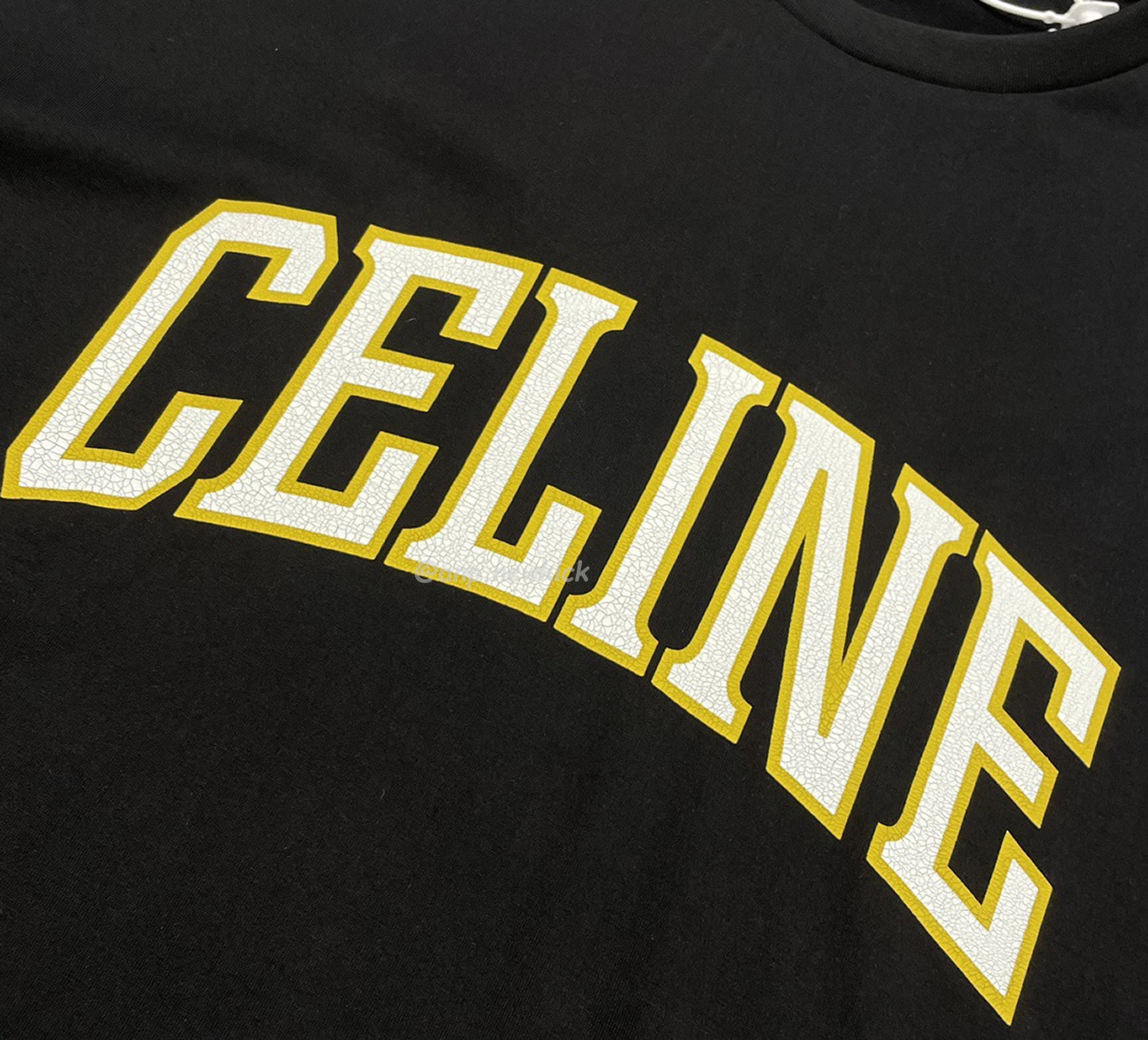 Celine College Cracking Effect Printed Cotton Plain Knit Loose Fitting T Shirt (4) - www.newkick.org Celine College Cracking Effect Printed Cotton Plain Knit Loose Fitting T Shirt (4) - www.newkick.org