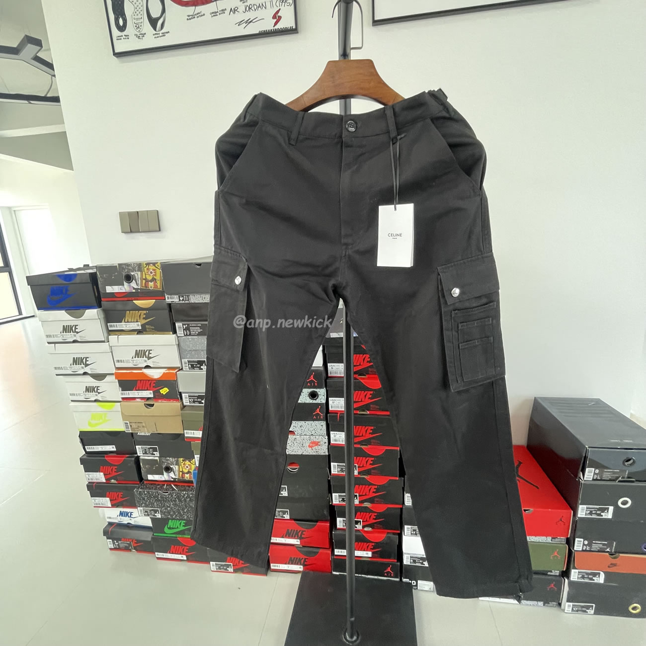 Celine Linen Plain Cotton Logo Cargo Pants (8) - www.newkick.org