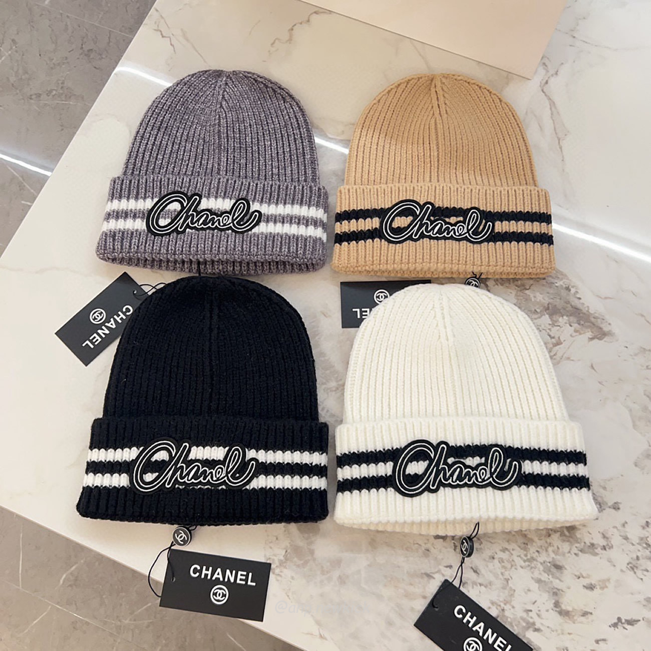 Chanel Knitted Cold Hat White Black Gray Brown (6) - www.newkick.org Chanel Knitted Cold Hat White Black Gray Brown (6) - www.newkick.org