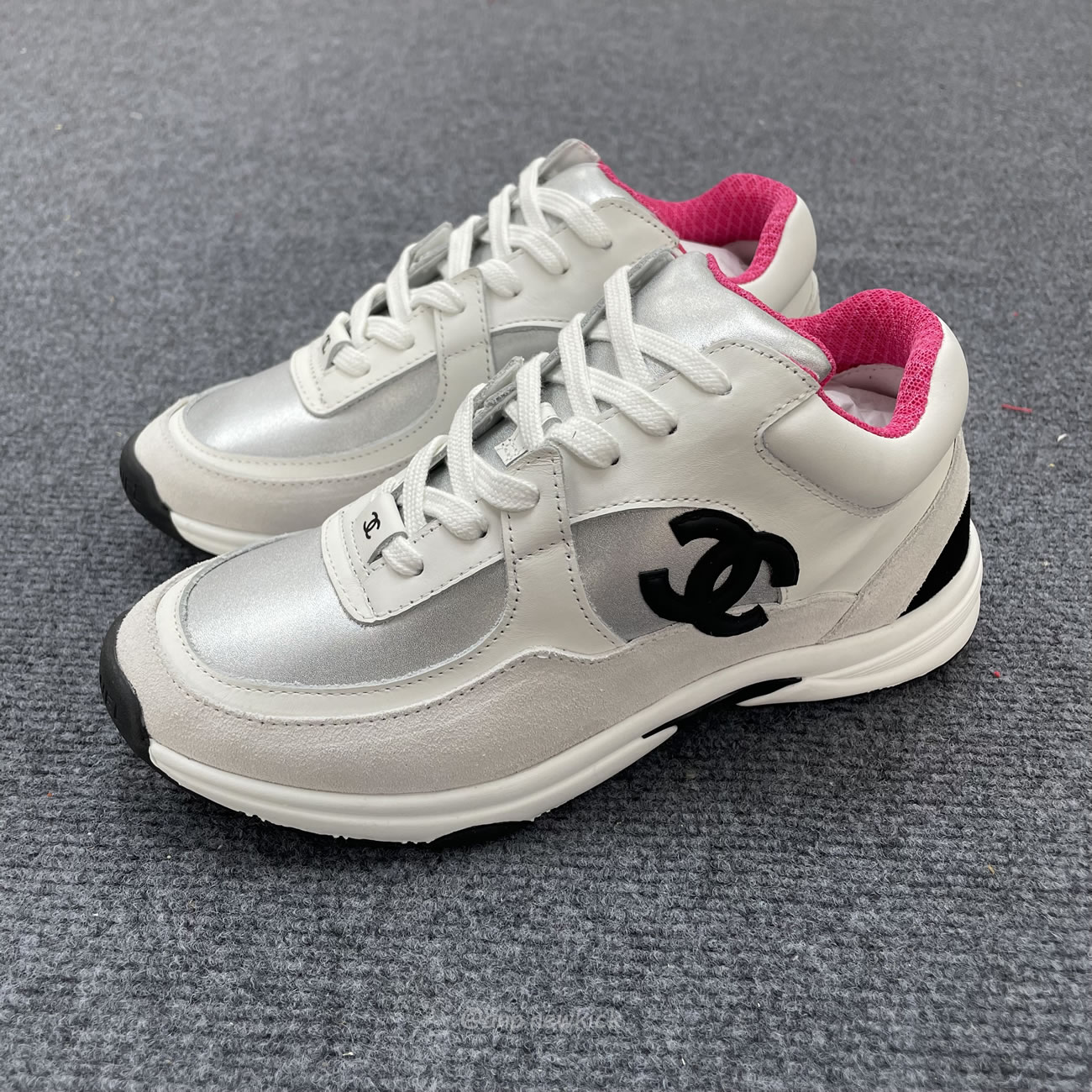 Chanel White Pink Blue Sneakers (2) - www.newkick.org